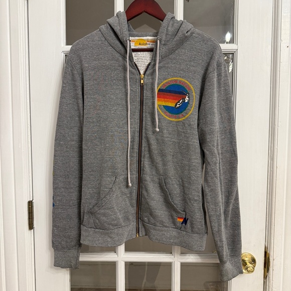 AVIATOR NATION Women's Gray Full Zip Hoodie Size L